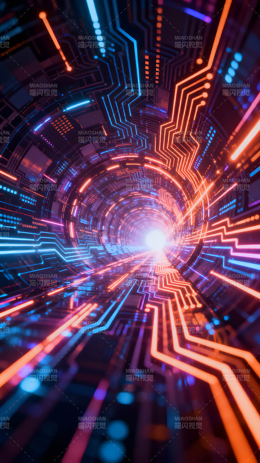 科技隧道電路發光視覺效果驚艷-圖片