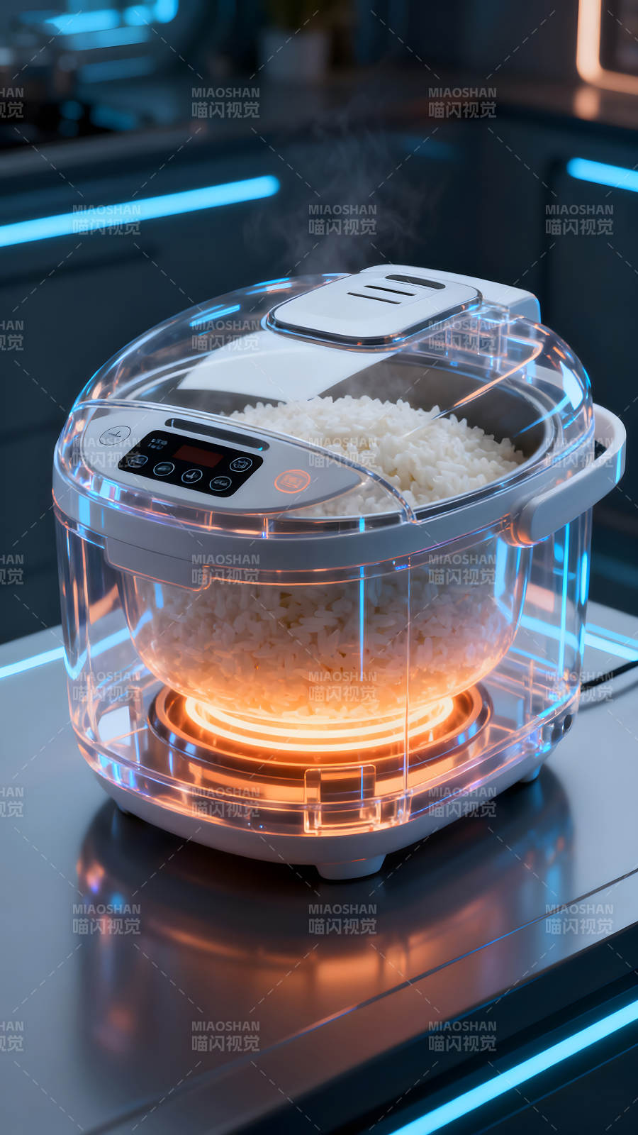 透明电饭煲煮饭过程-图片