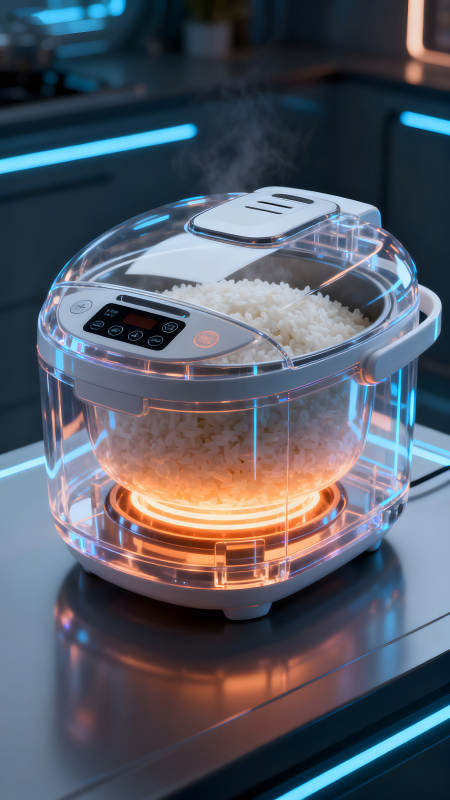 透明電飯煲煮飯過程-圖片