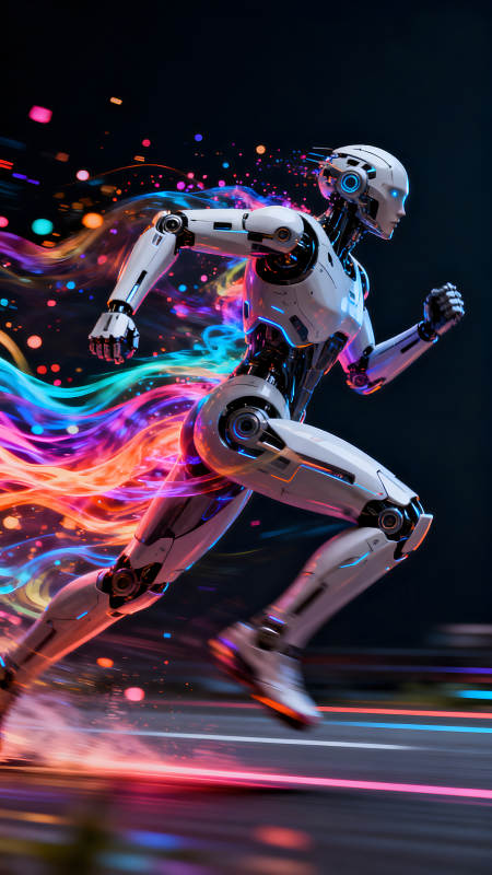 未來機器人奔跑充滿速度感-圖片