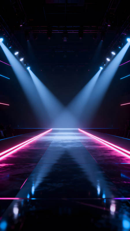 霓虹燈光秀時尚T臺-圖片