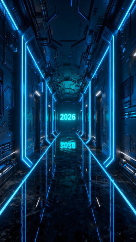 未來科技感十足的走廊景象-圖片