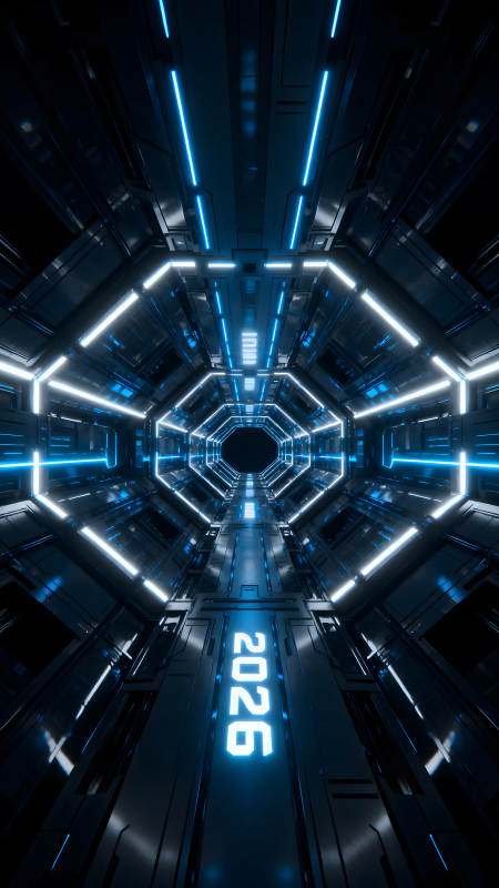 未來科技隧道藍色光線-圖片