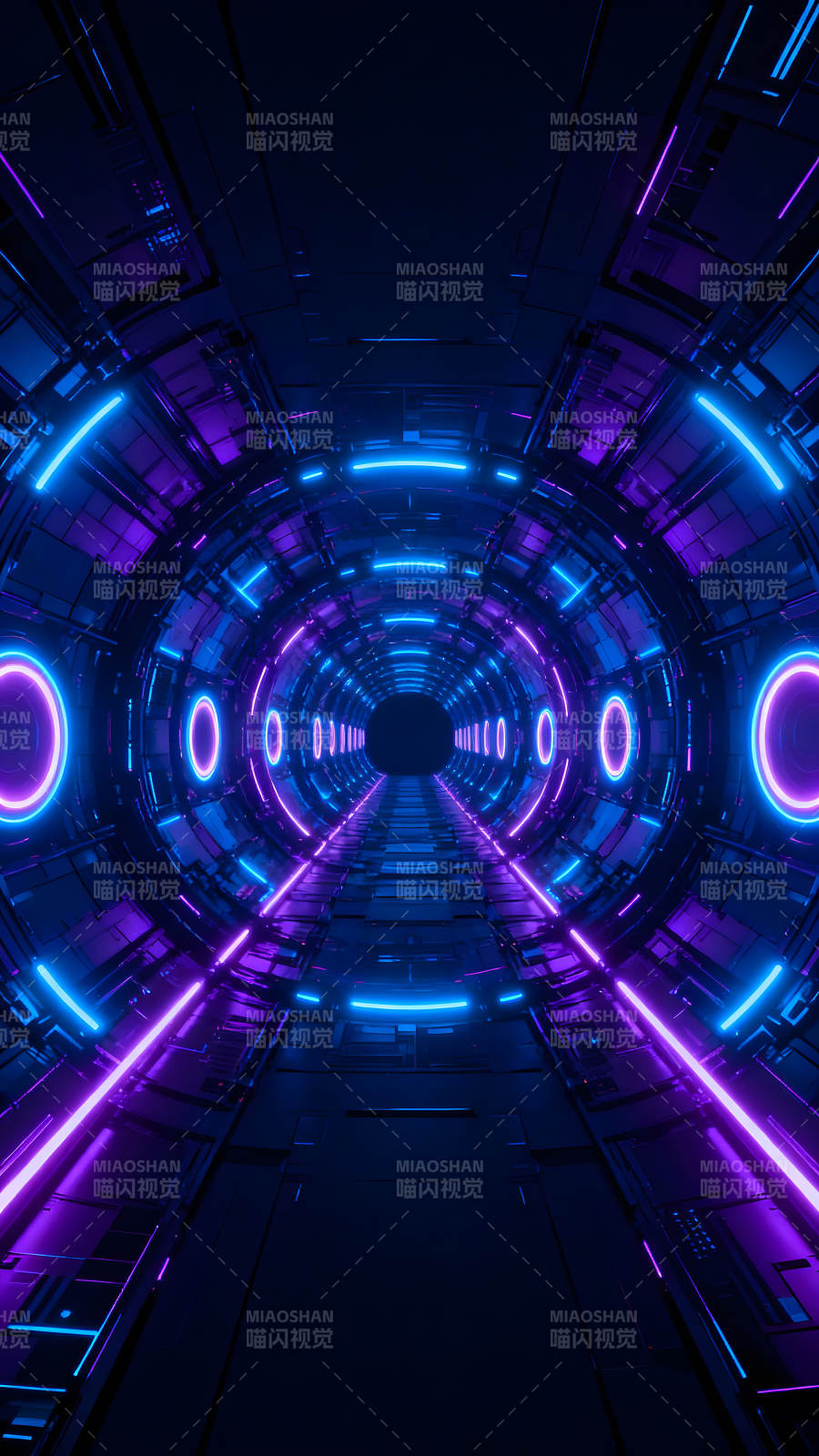 科技隧道光效絢麗的未來通道-圖片