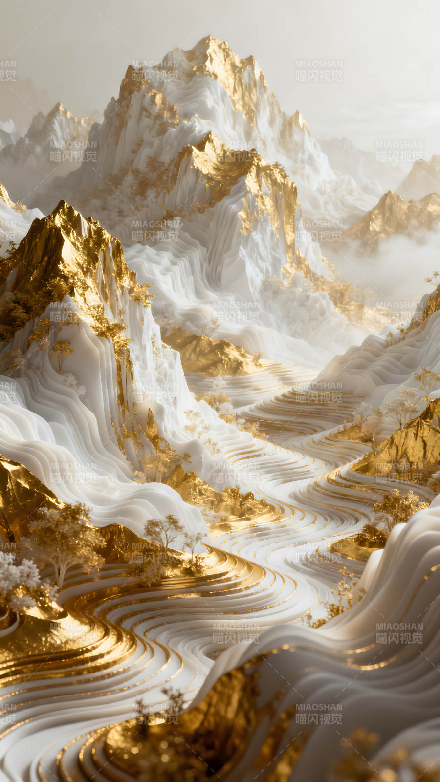 金山銀山仙境風光抽象藝術-圖片