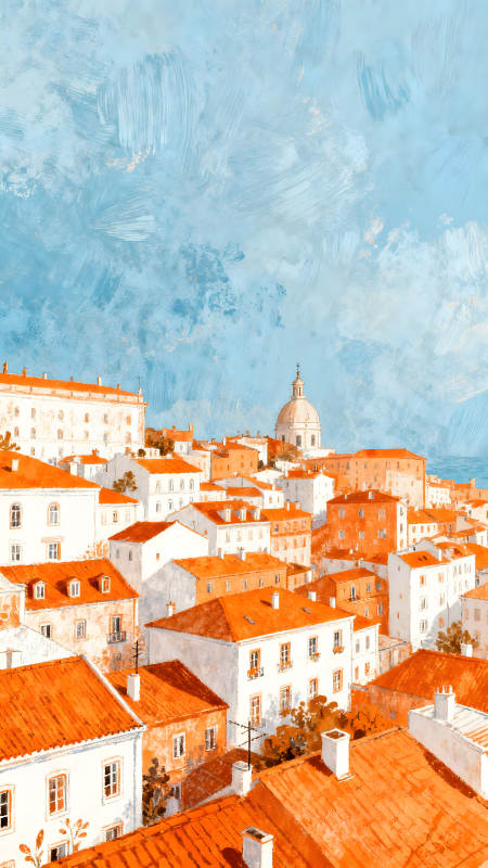 葡萄牙里斯本城市風景畫-圖片