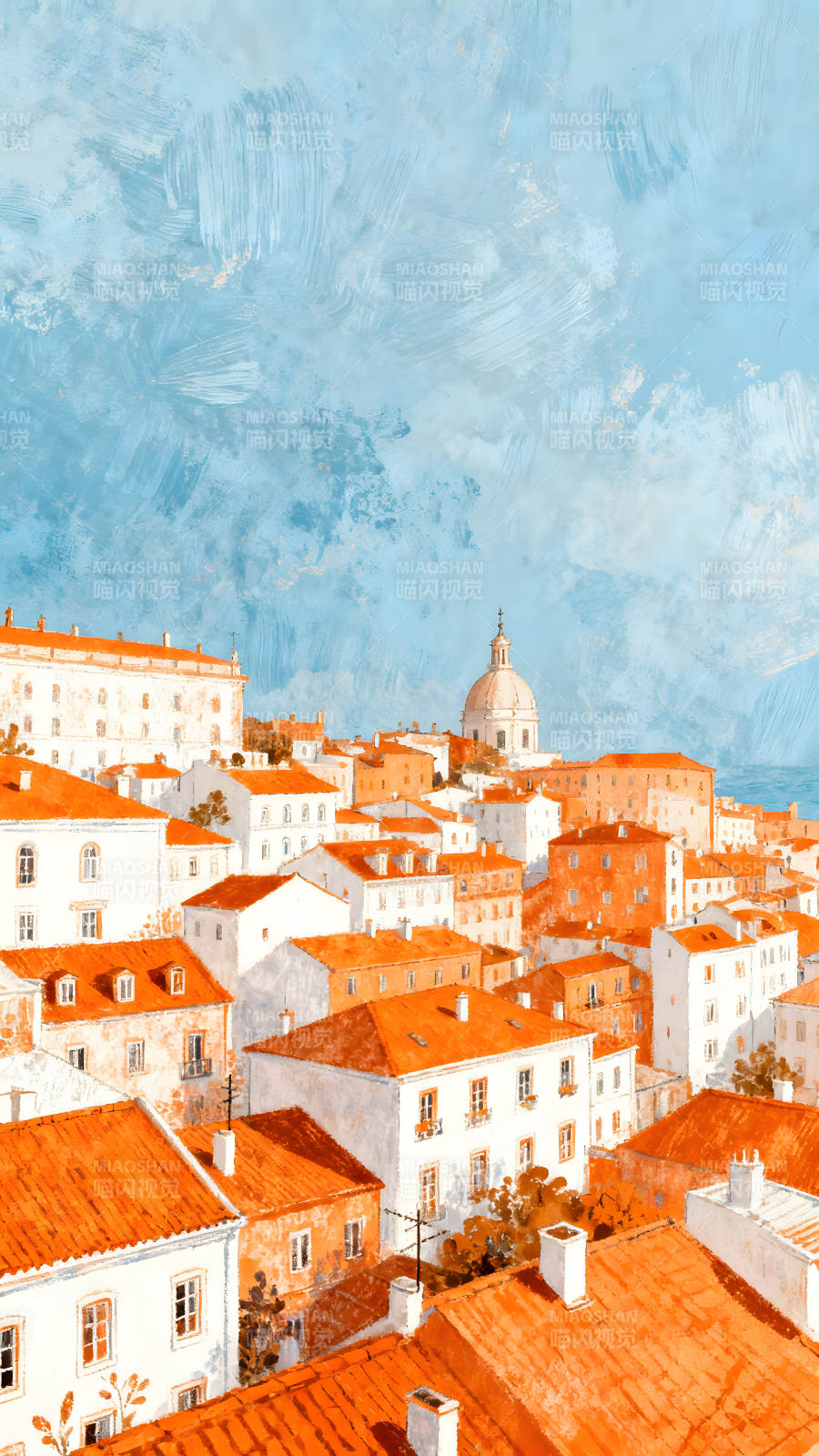 葡萄牙里斯本城市風景畫-圖片