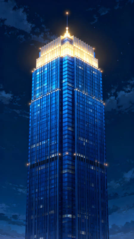 夜晚高樓閃耀燈光-圖片