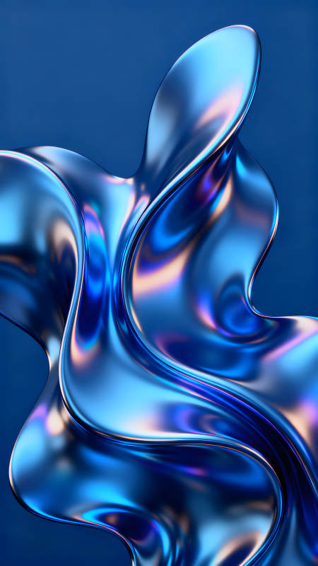流暢的金屬質感藍色抽象形體-圖片
