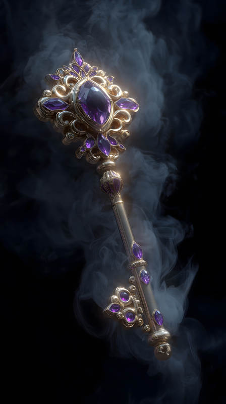 華麗的紫色寶石鑰匙-圖片