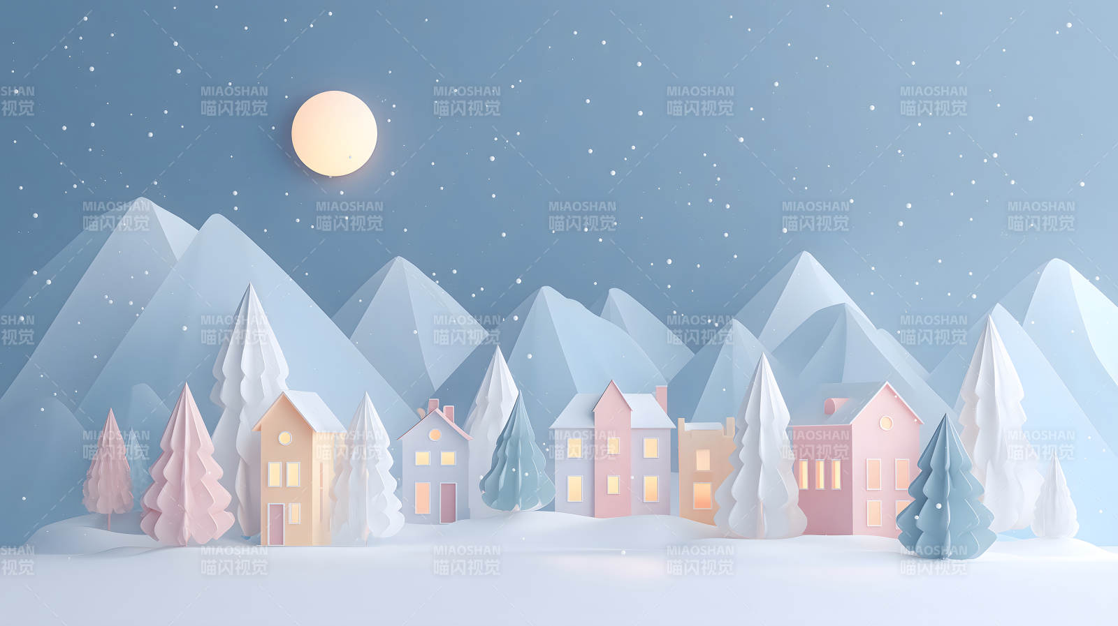 冬日雪山小鎮的童話世界-圖片