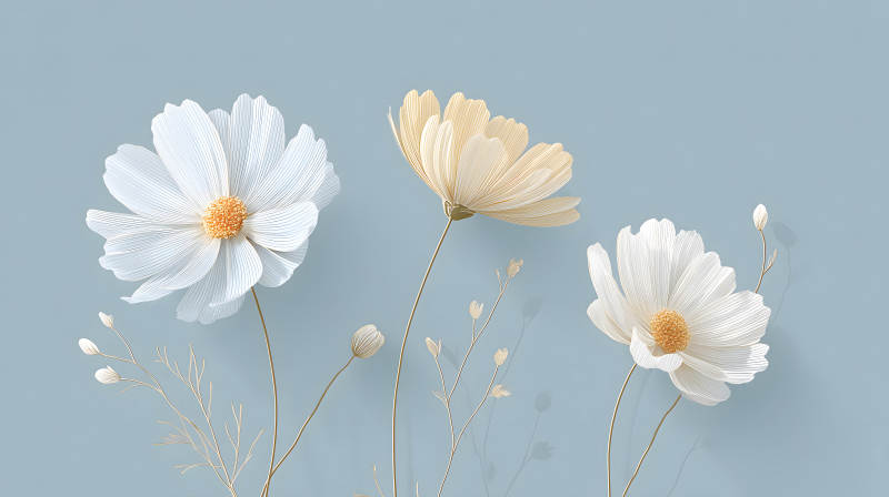 精致花朵蓝背景唯美壁纸-图片