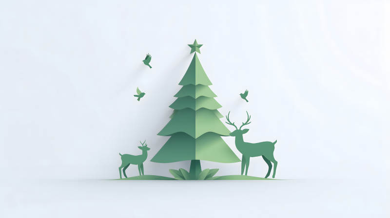 圣诞节纸雕艺术场景-图片