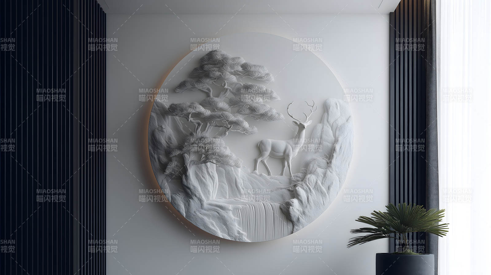 浮雕装饰画静谧山林-图片