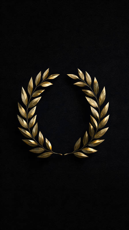 金色橄榄枝环绕黑色背景-图片