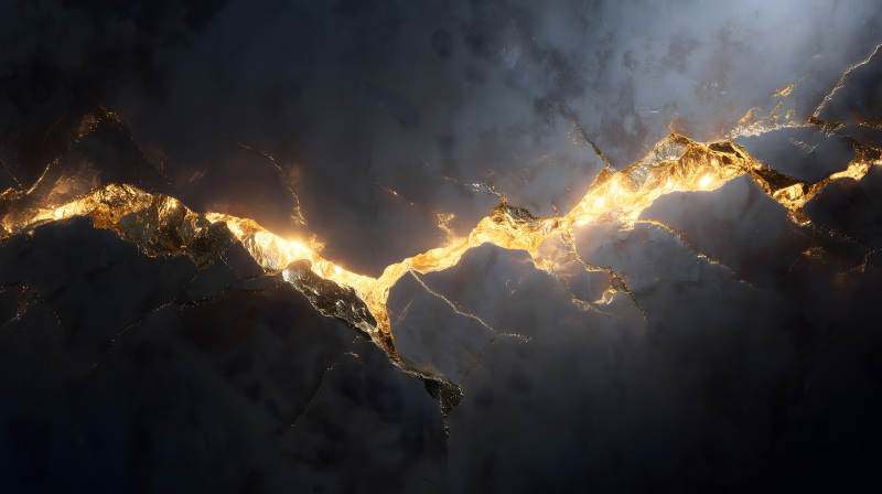 金色閃耀黑暗裂縫之美-圖片