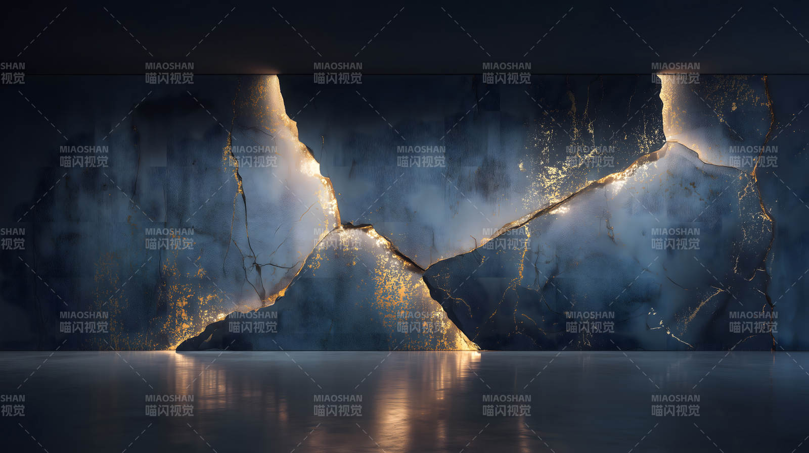 裂紋墻壁的金光-圖片