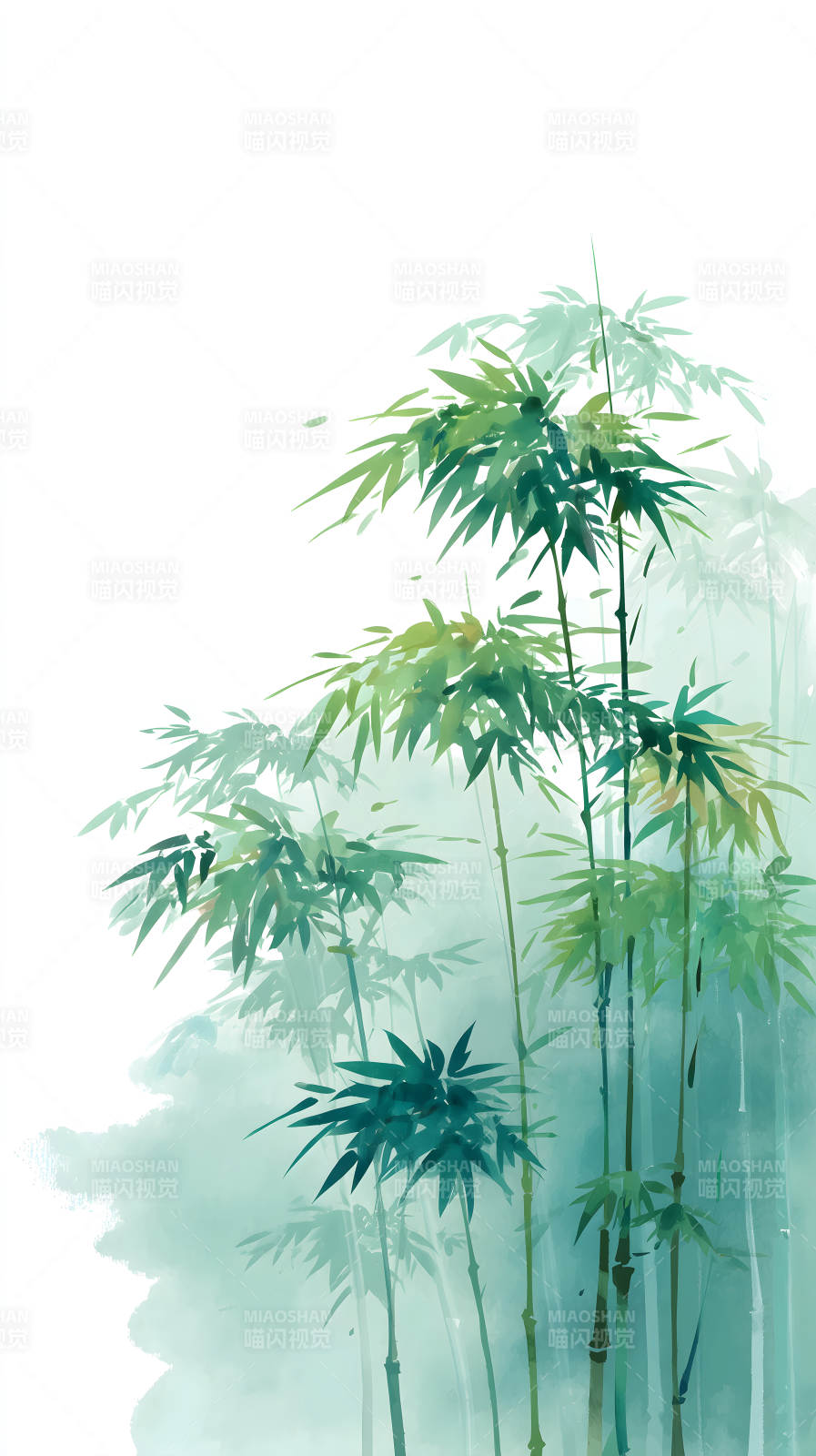 水墨竹林清新意境-图片