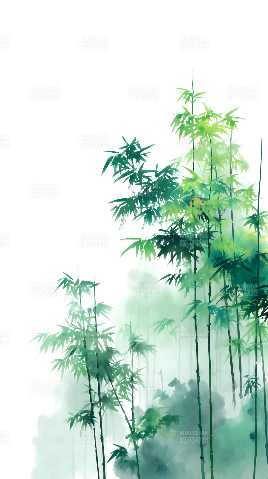 水墨竹林意境幽遠生機盎然-圖片