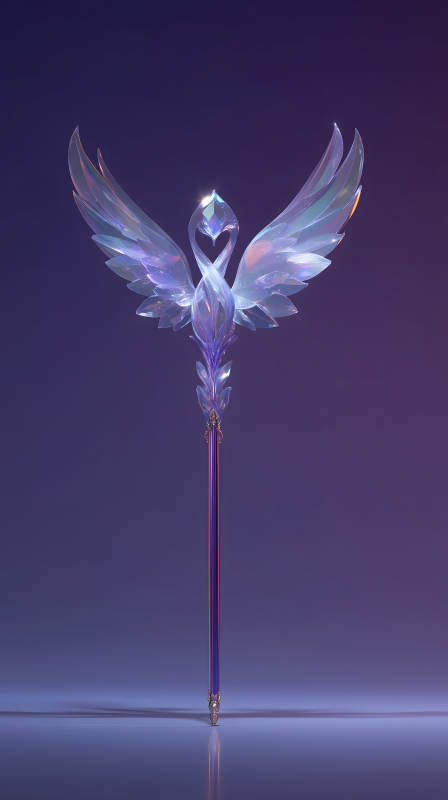 水晶鳳凰權杖優雅瑰麗發光-圖片