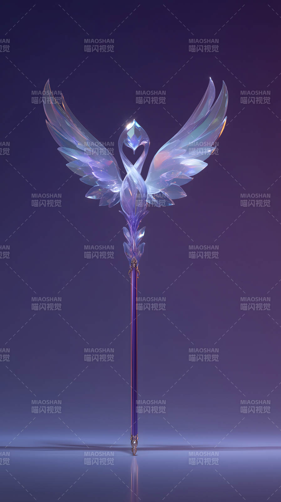 水晶鳳凰權杖優雅瑰麗發光-圖片