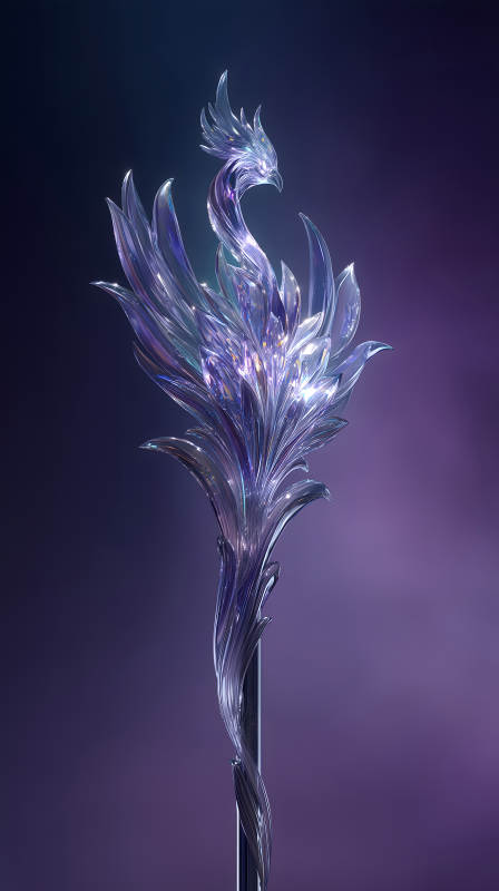 水晶鳳凰雕塑優(yōu)雅精致夢(mèng)幻光影-圖片