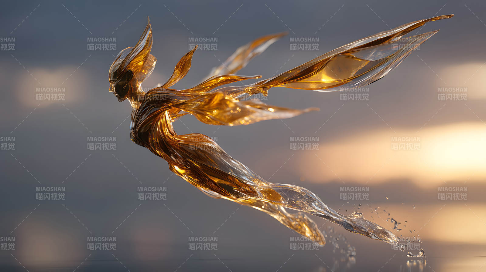 金色精靈飛翔于天空之境-圖片