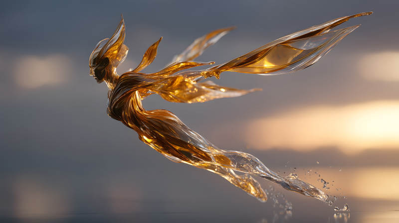 金色精靈飛翔于天空之境-圖片