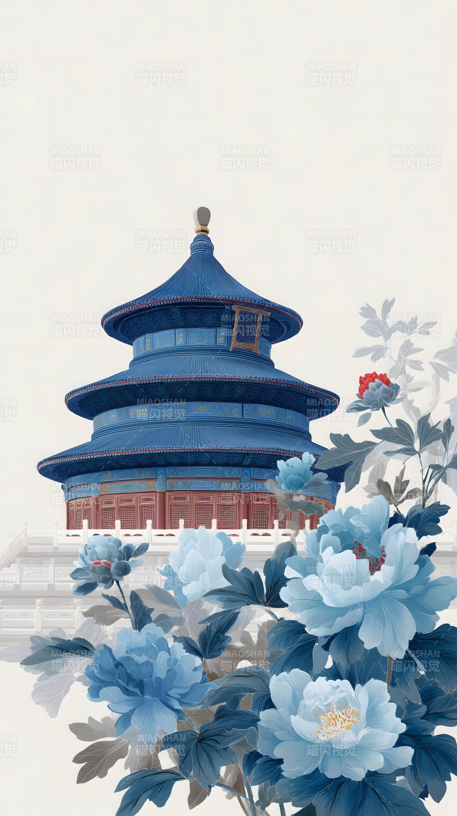 中國古典建筑與牡丹花卉的唯美結合-圖片