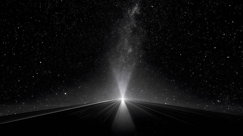 星空下的光束道路-圖片