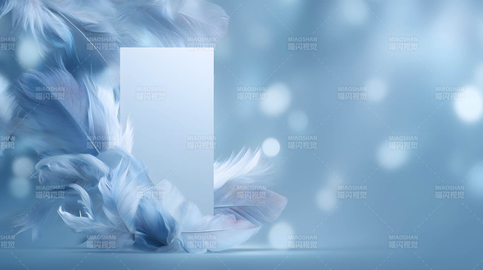 柔和的藍(lán)色羽毛背景板圖片
