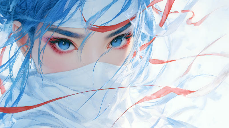 藍色眼睛面紗藝術作品-圖片