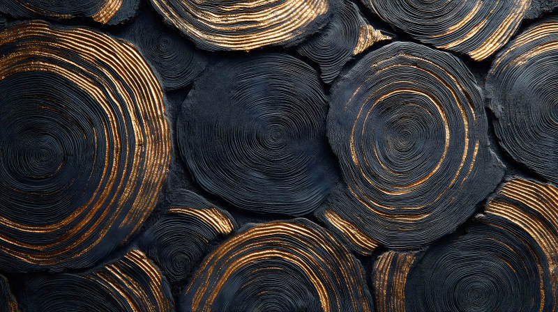 黑色圓環(huán)金色紋理藝術(shù)-圖片