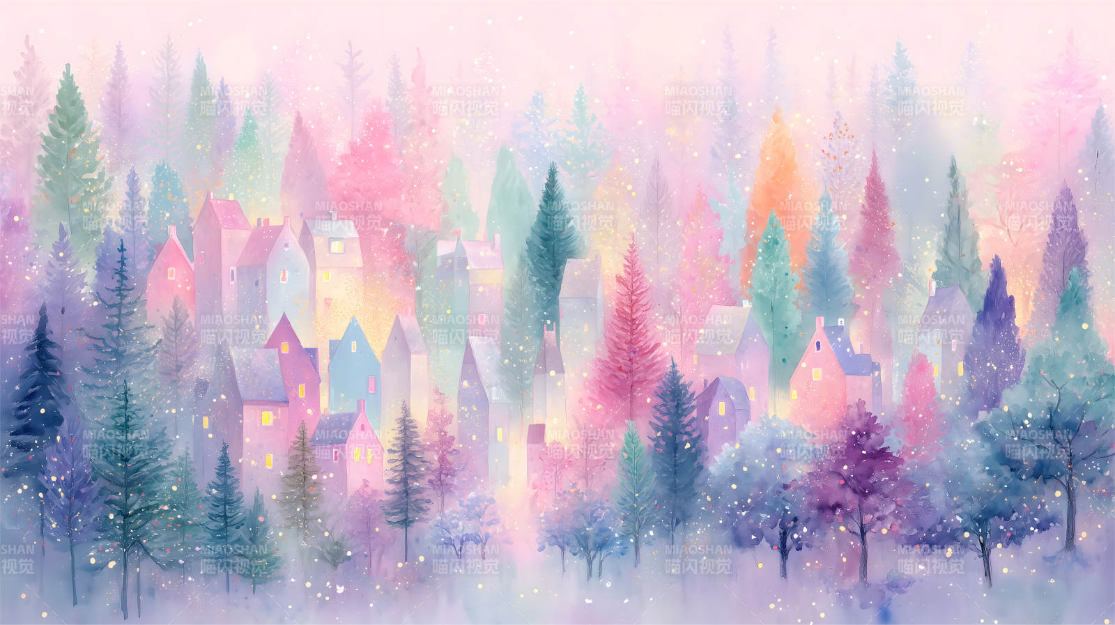 童話小鎮(zhèn)絢麗色彩的夢(mèng)幻風(fēng)景圖片