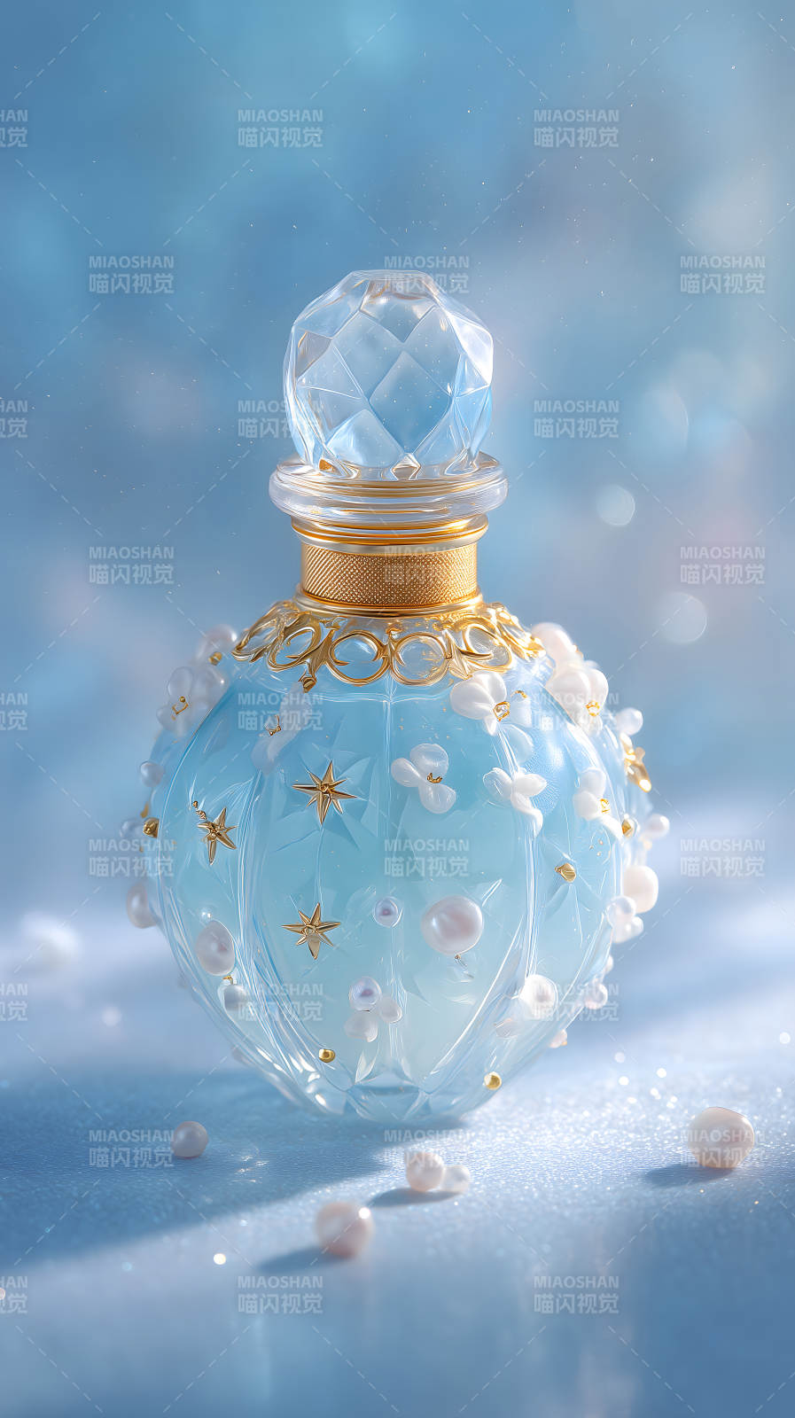 夢(mèng)幻藍(lán)色香水瓶裝飾唯美精致-圖片