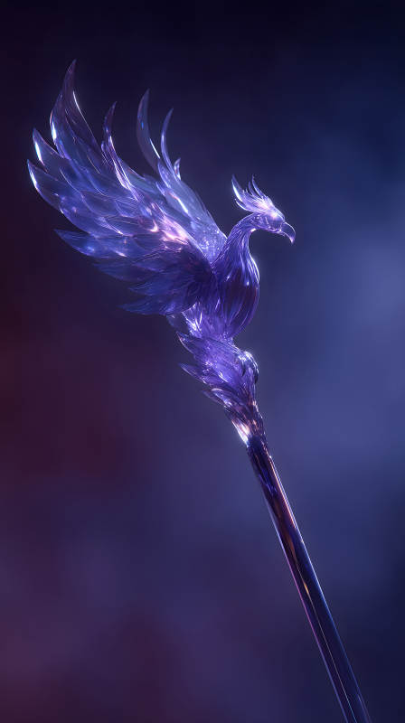 紫水晶鳳凰權杖藝術品-圖片