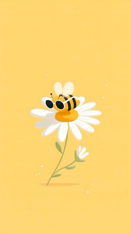 戴墨鏡的蜜蜂在雛菊上休息-圖片