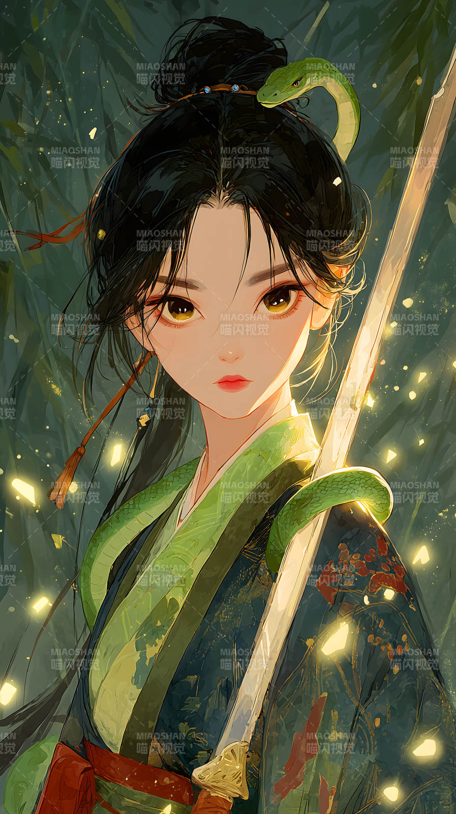 持剑女子与蛇-图片