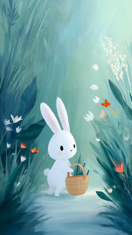 兔子與籃子的夢幻仙境-圖片