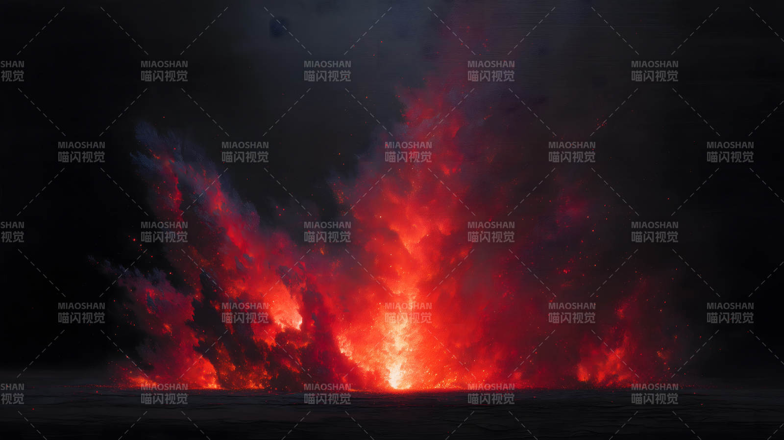 烈焰噴發黑暗籠罩-圖片