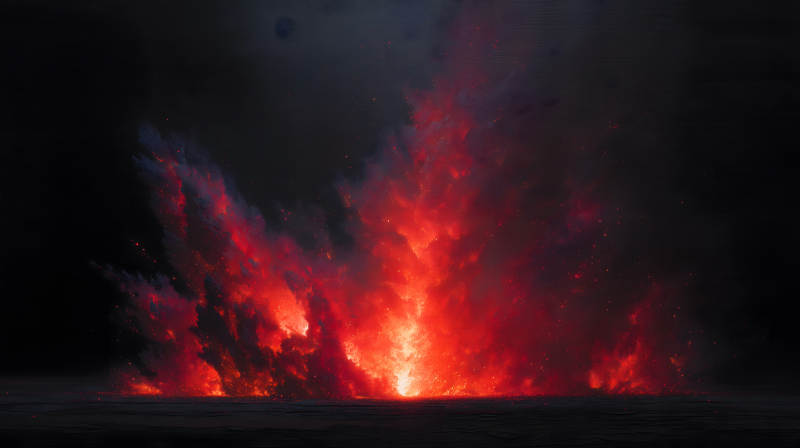 烈焰噴發黑暗籠罩-圖片