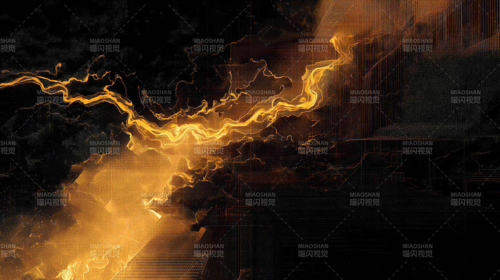 金色光芒在黑色背景中閃耀-圖片