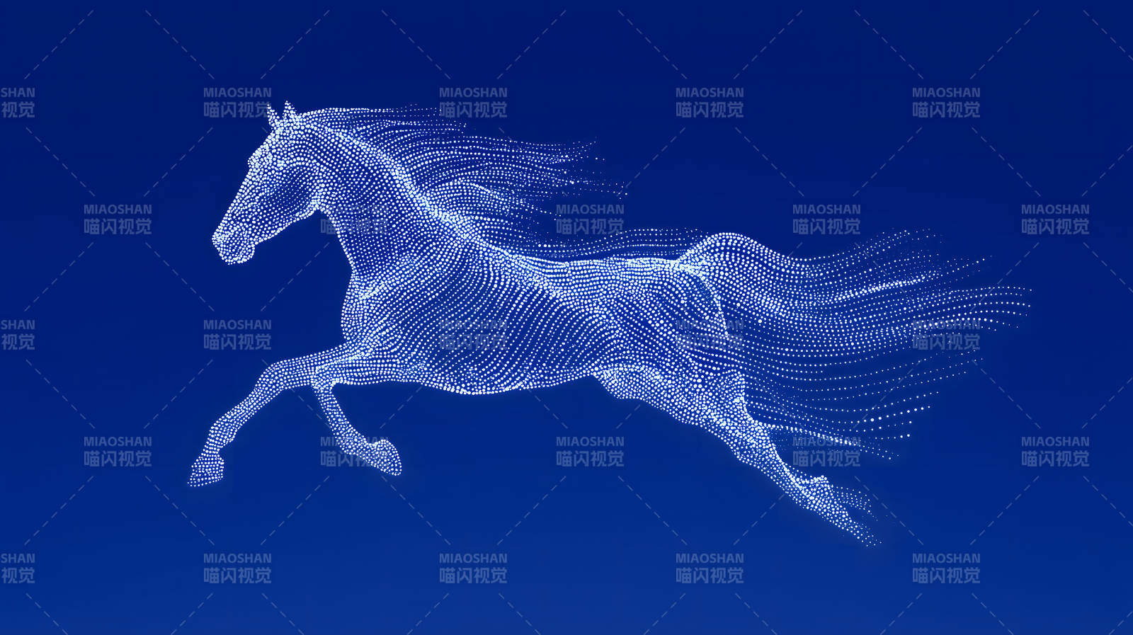 白点构成的跃动骏马-图片