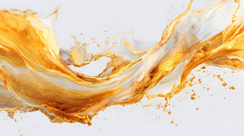 金色液体飞溅抽象艺术-图片