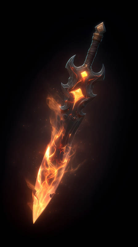 火焰纏繞的華麗劍-圖片