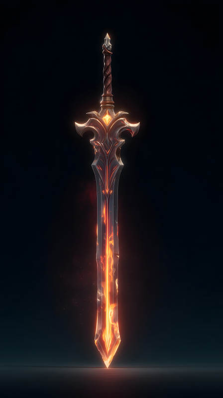 火焰巨劍黑夜中閃耀-圖片