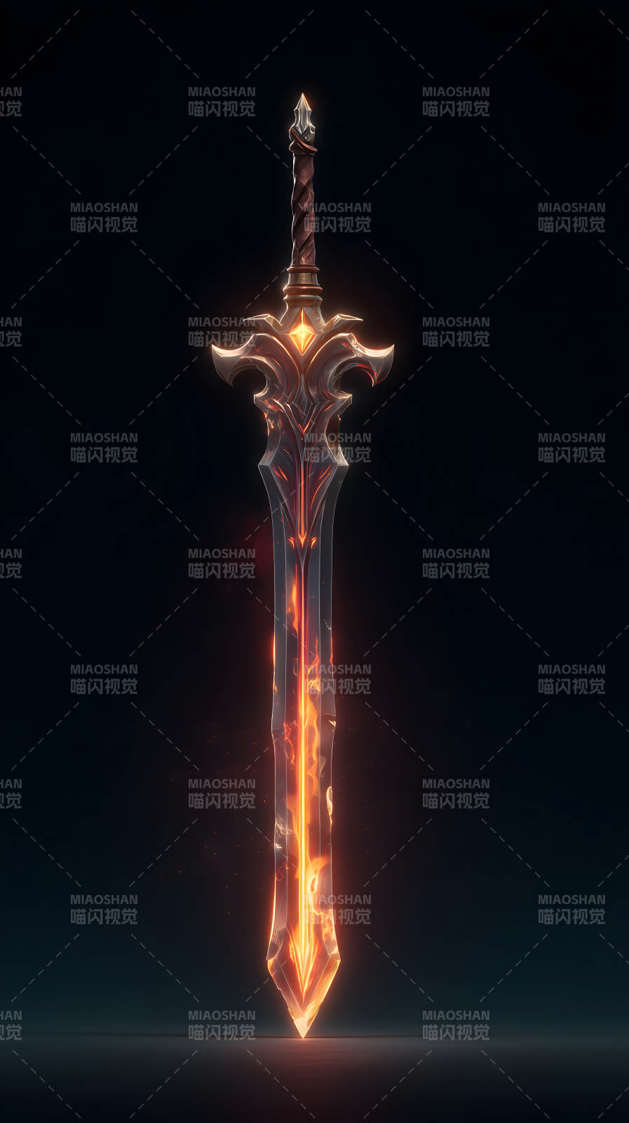火焰巨剑黑夜中闪耀-图片