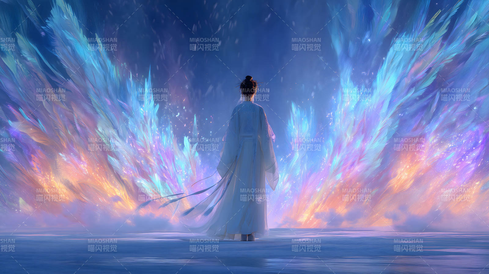 女子佇立于光芒之中-圖片