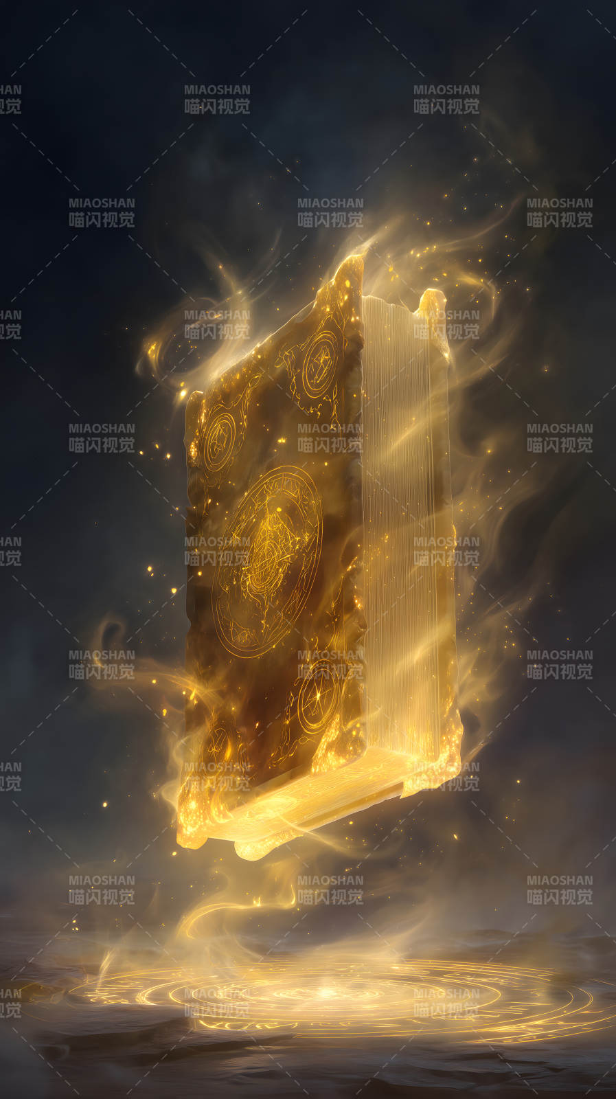 發光的魔法書懸浮空中-圖片