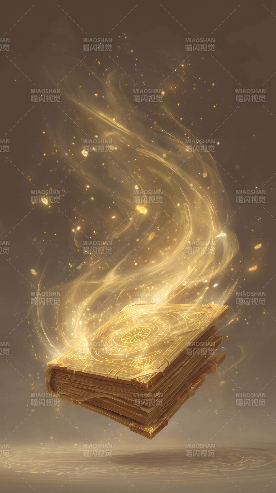 金色魔法书散发光芒-图片